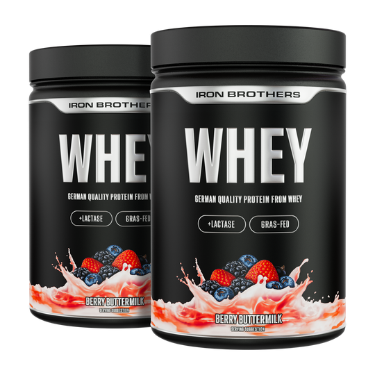 Whey Protein Doppelpack von Iron Brothers - Berry Buttermilk Geschmack - Beeren Buttermilch