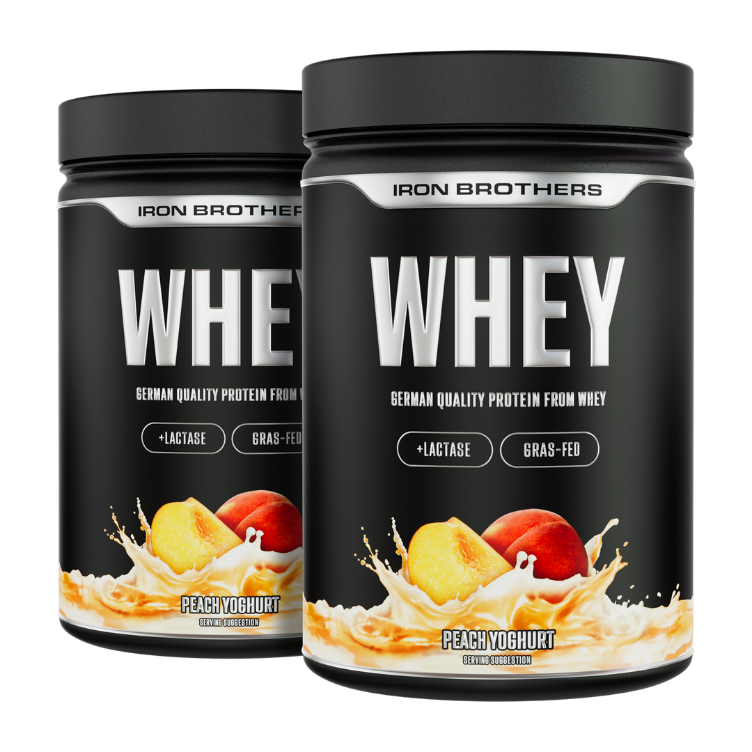 Whey Protein Doppelpack von Iron Brothers - Peach Yoghurt Geschmack - Pfirsich Yoghurt 