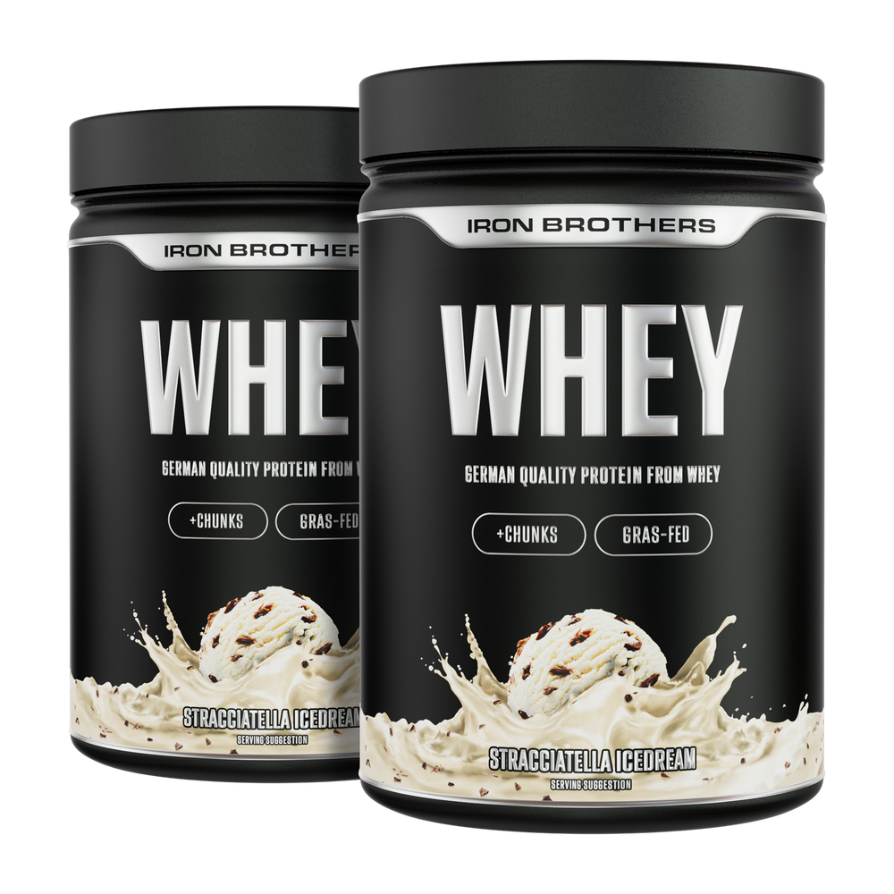 Whey Protein Doppelpack von Iron Brothers - Stracciatella Icedream Geschmack - Stracciatella