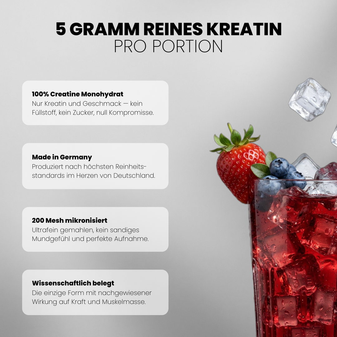 Creatine Flavoured, Wild Berry - Ultra Pure Creatine Monohydrate - Waldbeere Geschmack - Vorteile #geschmack_wild-berry