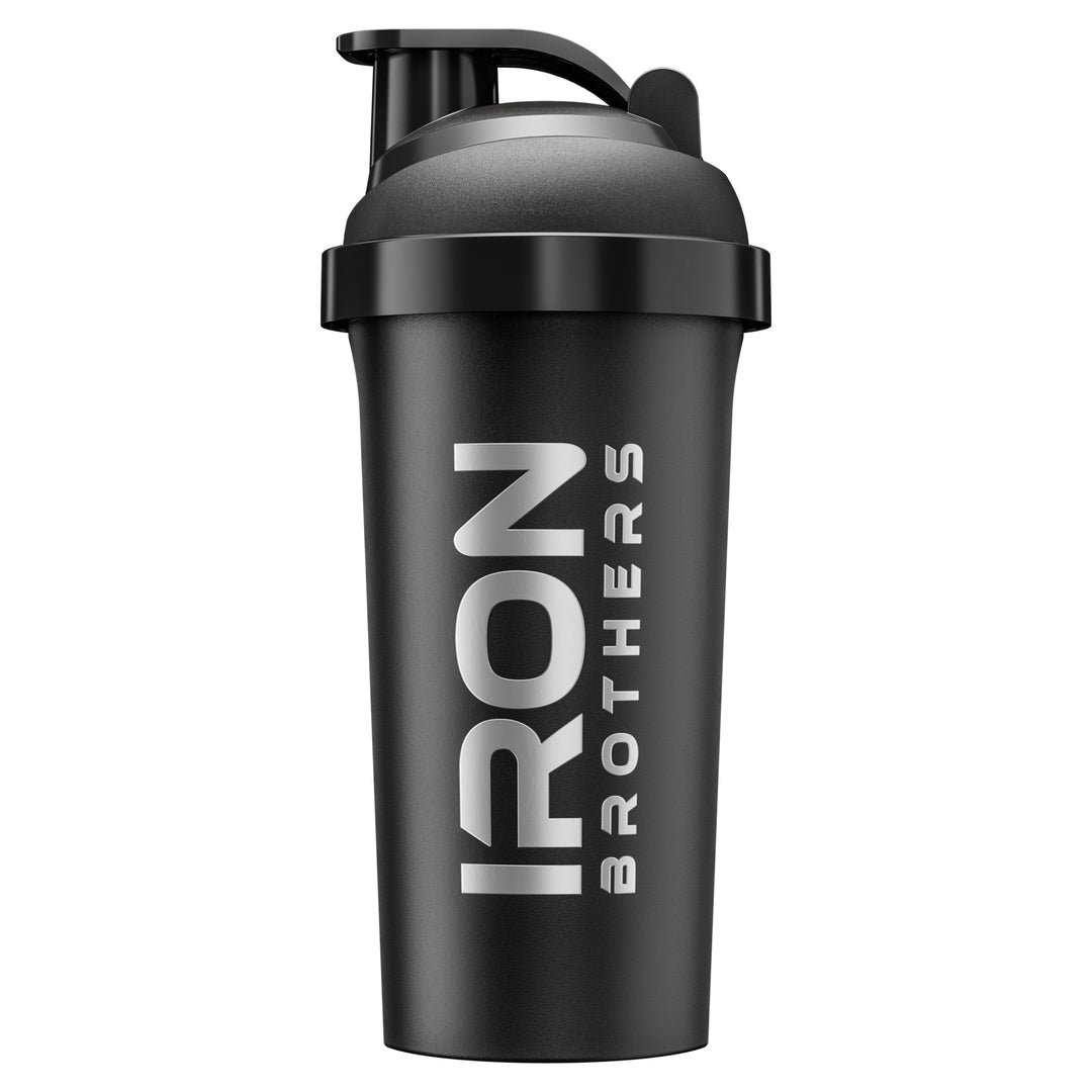 Iron Brothers Premium Shaker 700 - Shaker für Protein Shakes, Sportnahrung und Supplements - Black Steel Design